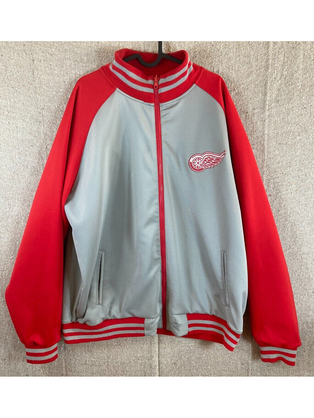 Mens Sz 2XL DETROIT RED WINGS Reversible Black Gray Jacket JH Designs Hockey NHL